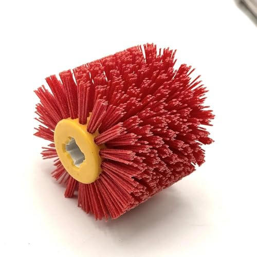 Signi Abrasive Nylon Drawing Wheel Drum Burnishing Brush for Wood polishing 1 Pack (60 Grrit, Red Color Nylon) - size: 60 Grit, Red
