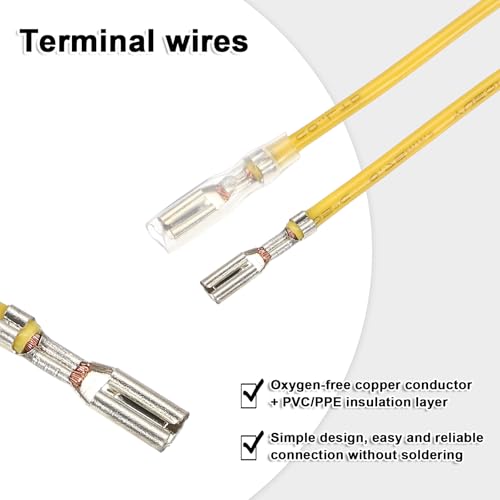 MECCANIXITY 30Pcs 2.8mm Female Spade Crimp Terminal with 20cm Wires - color: Yellow, size: 2.8mm, 20cm L