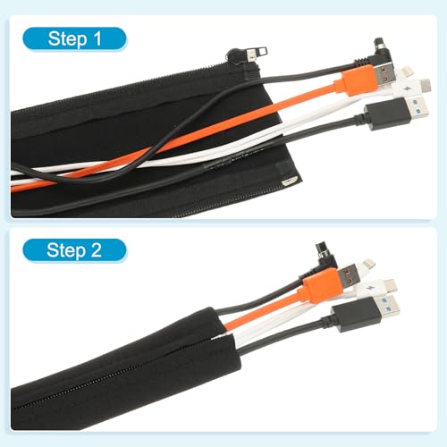 PATIKIL Cable Management Sleeve, 4Pcs 20Inch Zipper Cable Sleeve Protector Cord Organizer for Cover Wire Extension Cord TV Computer