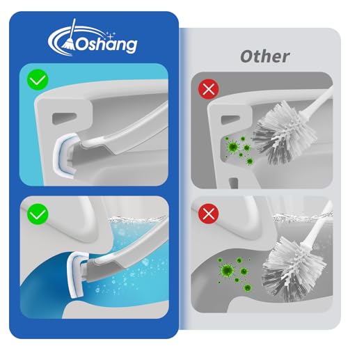 oshang Disposable Toilet Brush - Toilet Bowl Cleaner, Toilet Cleaning Supplies, Toilet Brush with Holder, 14 Refills for Deep Cleaning and Hygienic Bathroom Maintenance - size: 1 Brush+14 Refills