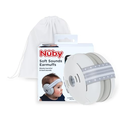 Nuby Soft Sounds Noise-Canceling Earmuffs with Travel Case - color: White