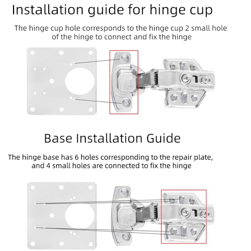 Cabinet Hinge Repair Kit – Fix Loose Cabinet Doors & Stripped Screw Holes, 4 Heavy Duty Repair Plates with Screws, Easy Installation for Kitchen Cabinets
