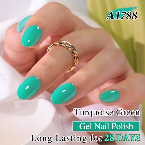 Double Rhythm 15ML Gel Nail Polish Pure Sheer Same Color Same Bottle Soak Off Gel Polish Art Manicure Salon DIY at Home for Women (Deep Mint-A1788) - color: Deep Mint