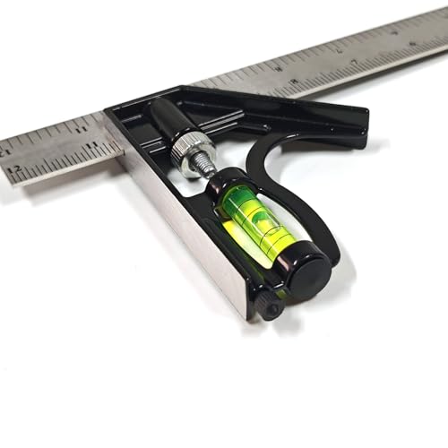 12-Inch Combination Square, Multi-Function Tool with Stainless Steel Blade and Bubble Level, Precision Marking for 45/90 Degrees, Ideal for Carpenters and Woodworking