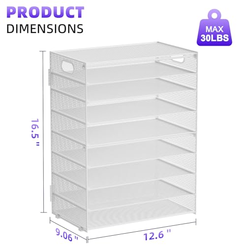 Marbrasse Paper Organizer Letter Tray, 9 Tier Mesh File Organizer with Handle, Paper Sorter Desk Organizer for Home Office Supplies - White - color: 9 Tier White