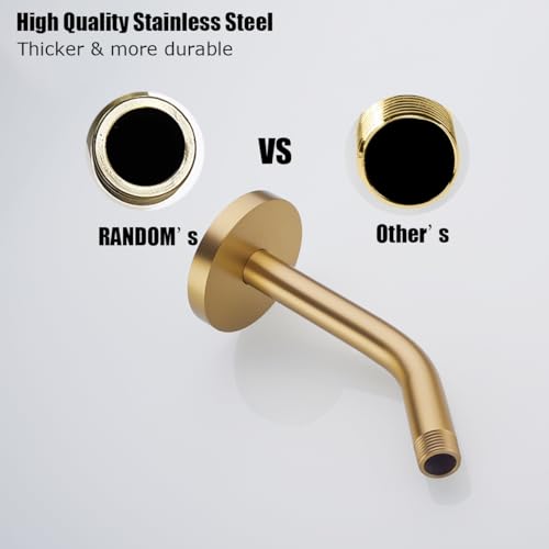 RANDOM Shower Arm with Flange,Gold 6 Inches Wall Mount Angle Shower Head Extension Arm For Fixed Shower Head Stainless Steel,Champagne Bronze.RD91018-6CB - color: 6″ Champagne Bronze(Round Flange)