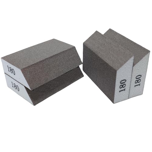 4 Pack 180 Grit Single Angle Sanding Sponge, Washable and Reusable Sanderpaper Hand Sanding Blocks for Wood Drywall Metal Home Sanding - style: 180 Grit