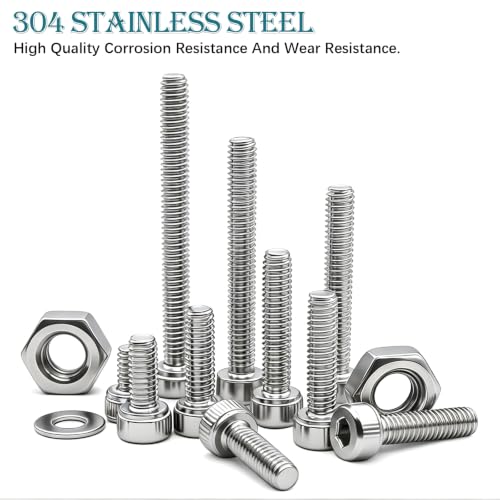 mxuteuk 801PCS M2.5 Screws Assortment Set,M2.5 x 4/6/8/10/12/16/20/25mm M2.5bolts，304 Stainless Steel Hex Socket Head Bolts Nuts Washers Set Suitable for 3D Printer,DIY - size: SS 801PCS M2.5