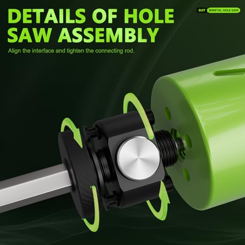 19-Piece Bi-Metal Hole Saw Kit with Quick Change Arbors in Sizes from 3/4" to 2-1/2" for Professional Wood, Thin Metal, PVC and Cutting - size: 3/4"-2-1/2"