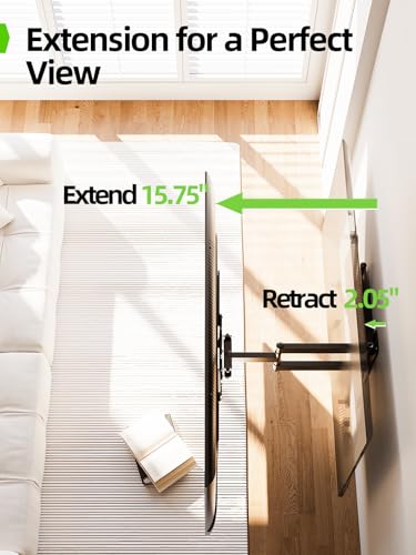 USX Mount TV Wall Mount for Most 26-60 Inch TVs up to 77 lbs, Full Motion Wall Mount TV Bracket with Swivel Tilt Single Stud Design for Corner, Max VESA 400x400mm fit Most 32 40 42 43 50 55 60 TVs