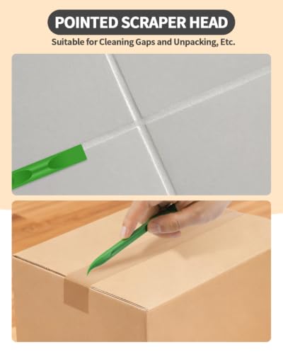 12 PCS Carbon Fiber Plastic Scrapers Tool, Non-Scratch Scraper Tool for Tight Spaces, Multi-Purpose Label Scraper Pen-Shaped, for Car Cleaning Supplies, Kitchen, Crevices, Stains (Green) - color: Green