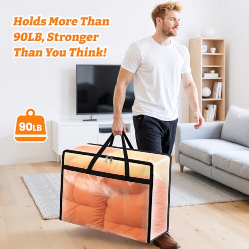 BlissTotes Moving Bags 90L 4PCS, Clear Clothes Storage Under Bed Storage - size: 90L