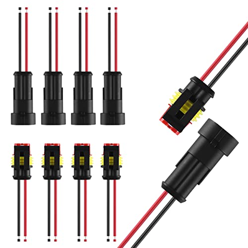 MUYI 2Pin Way 16AWG Waterproof Electrical Connector 2 Wire Connectors-5 Kit - style: 2wire connector(5 sets)