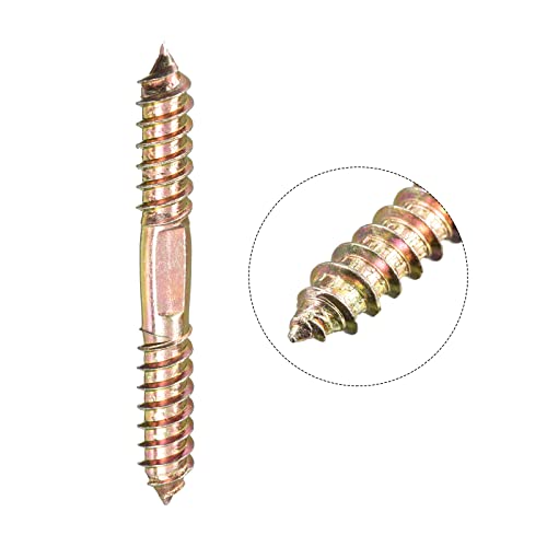 UXCELL 10x80mm Hanger Bolts, 12pcs Double Ended Self-Tapping Thread Dowel Screws for Wood Connecting - size: 80mm