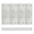 4pcs 5''x1.9'' Stainless Steel Flat Mending Plate, Heavy Duty Joining Plate Bracket Fixing Brace, Straight Brace Bracket for Furniture, Wood, Shelves, Cabinet (Silver) - size: 128*48mm-Silver