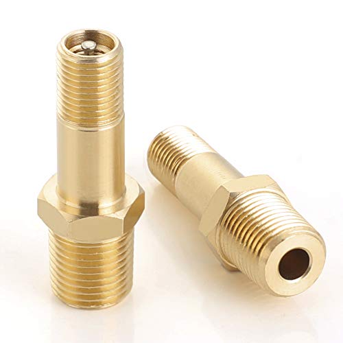 Hromee Air Tank Valve 1/8" MNPT, 4 Pieces Brass Fill Valve with Caps, Using with Compressed Air Tank - size: 1/8" Tank Valve