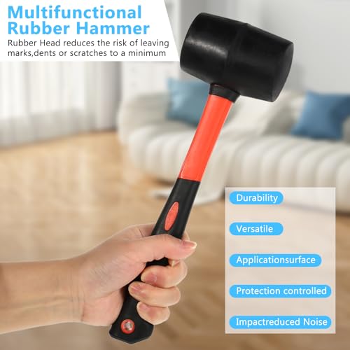 Heavy Duty Floor Gap Fixer Tool with Rubber Mallet, Made of Iron & Enhanced Suction Cup & Non-Scratch Mallet, Floor Gap Repair Kit for Laminate, Vinyl, Wood Floor