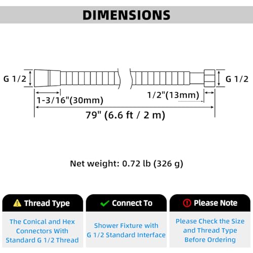 Angle Simple Handheld Shower Hose Replacement, 79 Inches, Oil Rubbed Bronze - color: Oil Rubbed Bronze, size: 79 Inch