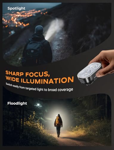 Zewdov 500LM Ultra Bright Mini Clip-on Flashlight Rechargeable, 10 Modes Hands-Free Pocket EDC Small Flashlight, Waterproof Running Lights for Runners/Emergency/Work/Hiking, Commercial Strobe Light