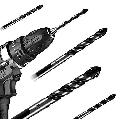 10-Piece 1/4" Masonry Drill Bits for Tile Glass Ceramic Wall Brick Stone Soft-Metal Wood, 1/4 Inch Concrete Drill Bits Cement Drill Bit Set, 3-Flat Shank, YG8 Carbide Tungsten Steel Alloy Tip 6mm - size: 10 Piece 1/4 Inch Drill Bit Set