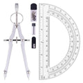 Unjoo Compass and Protractor Set, Math Compass for Geometry (Silver) - color: Silver