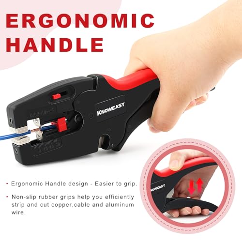 Knoweasy Upgraded Wire Stripper : 2-in-1 Heavy Duty Wire Stripper Plier and Cutter for 32-7 AWG (0.03mm²-10mm²), Essential Stripping and Cutting Tool for Professionals and DIY Enthusiasts - style: D3N2024
