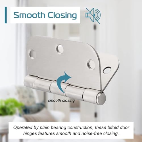 18 Pack Satin Nickel Door Hinges 3.5 inch Brushed Nickel Hinges Rounded 5/8" Radius Corners Bedroom Residential Standard Indoor Door Hardware Hinge - size: 18 Pack