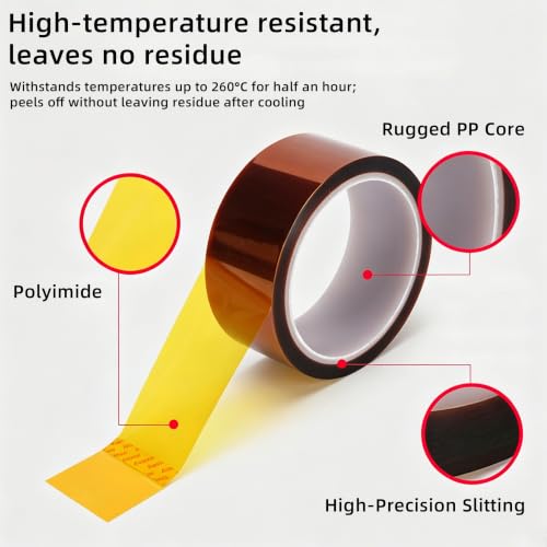 BOMEI PACK Polyimide Tape, 6in x 66ft Heat Resistant Tape for Soldering - size: 6inch x 20m/66ft
