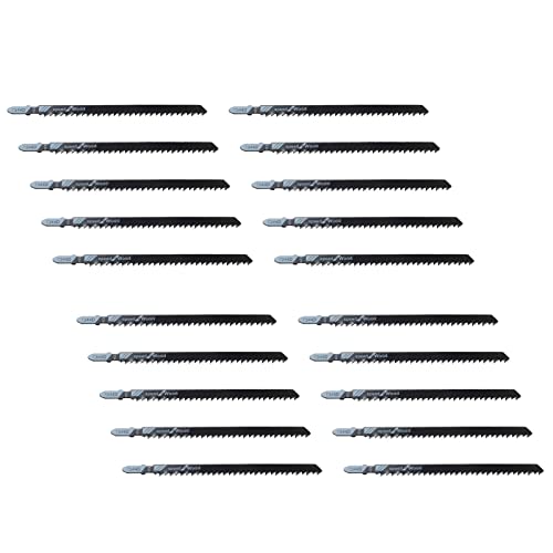 20 PCS T344D T-Shank Jigsaw Blade, 6" High Carbon Steel for Wood | High Carbon Steel, 6 TPI Fast Cutting, Fits All T-Shank Saws, For Hardwood Plywood Chipboard Plastic - size: 20 Pcs