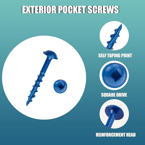 #8×1-1/4 Inch Pocket Hole Screws,300 Pcs,Wood Screws for Wood Working with Blue Coated,Square Drive Head… - size: #8×1-1/4 Inch