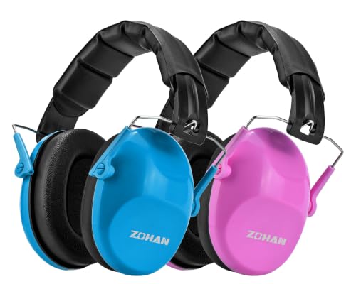 ZOHAN Kids Noise Cancelling Headphones - 25dB NRR Kids Ear Protection 2 Pack, Hearing Protection Safety Ear Muffs for School Monster Truck Fireworks Travel Studying Concerts Autism, Blue and Pink - color: 2pack - Blue+pink2.0
