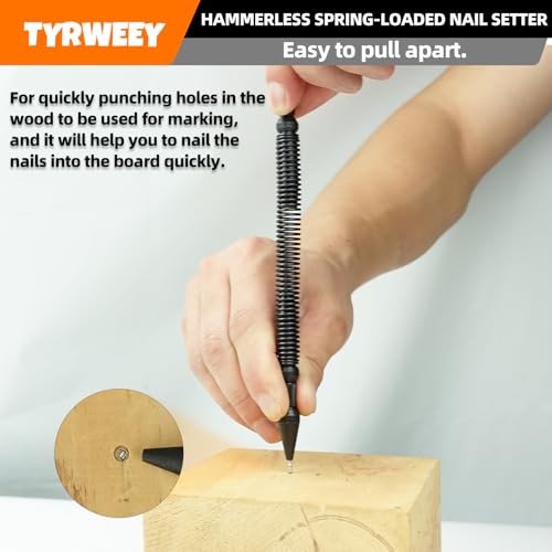 5-Piece Nail Setter Dual Head Nail Set & Dual Head Center Punch & Hinge Pin Remover Punch Set, Nail Setter Features 1/8-in, 3/16-in, 1/16-in, 1/32-in & Trim Nail Punch with Retaining Clip - style: 5pcs(Nail Setter & Hinge Pin Punch & Finish Nail Punch)