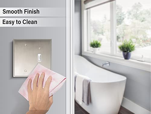 Henne Bery Soft Modern Decorative Wall Plate Switch Plate Outlet Cover (Blank/Toggle, Satin Nickel) - style: Blank/Toggle