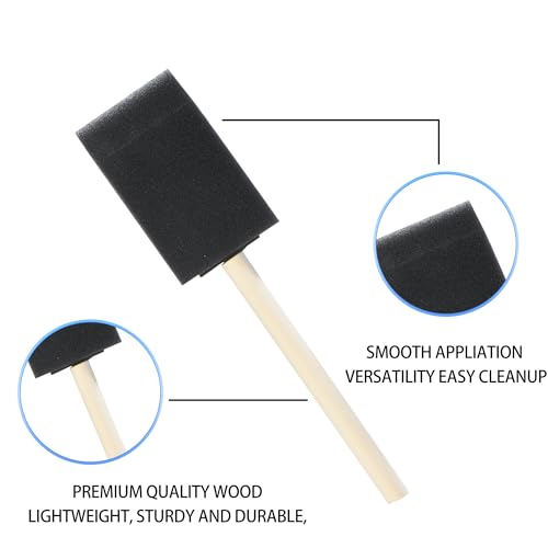 100 Pcs Foam Paint Brushes, 1”and 2”Foam Brush with Wood Handle, Black - color: Black, size: 1",2"