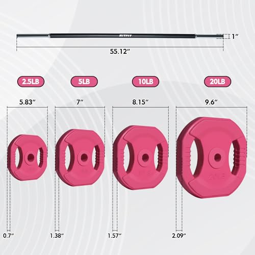 RitFit Adjustable Barbell Weight Set with Padded Bar for Home Gym - style: 80LB