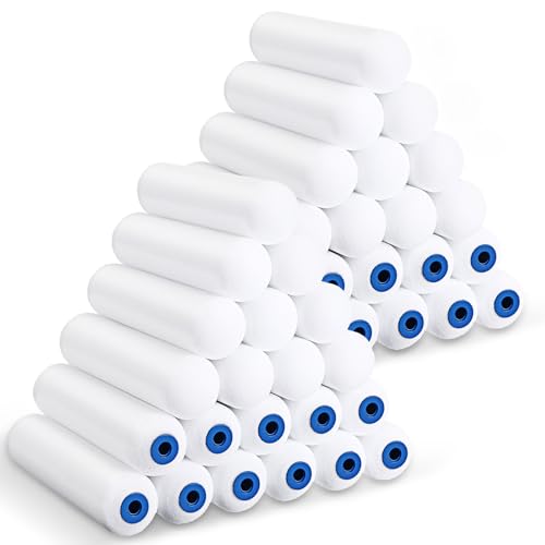 Nuenen 40 Pcs 6 Inch Foam Paint Rollers Mini Paint Roller Covers High Density Small Foam Roller for House Wall Doors Cabinet Painting