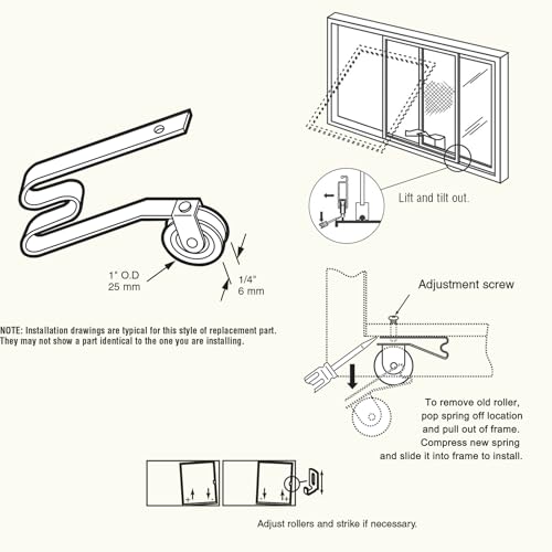 4 Pack Sliding Screen Door Tension Spring Fits for M-Shaped Rollers, Replaces B 512, B 513, and B 746 Used on Both Top and Bottom, 1" Concaved Steel Ball Bearing