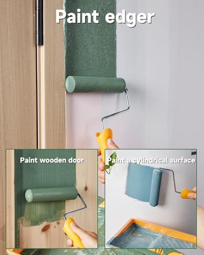 Voomey 17 Pcs 6 Inch Foam Paint Roller Kit with Angle Paint Brush,Paint Tray with Liners,Paint Kit for Painting Walls,Cabinet,Trim - style: 17pcs 6inch paint roller kit
