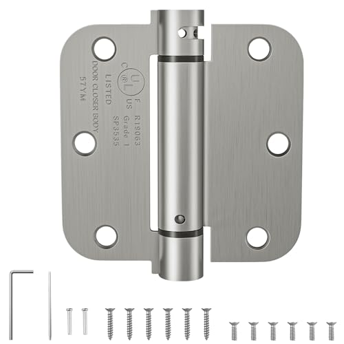 HOSOM Self Closing Door Hinges 3.5 Inch,Spring Loaded Hinges - color: Brushed Nickel, size: 3.5" 1 Pack