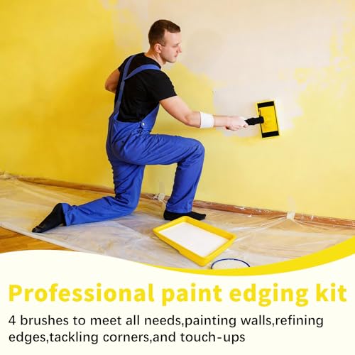 14 Pcs Paint Edger Tool Kit Yellow Edge Painting Tools for Walls Ceilings - color: Yellow