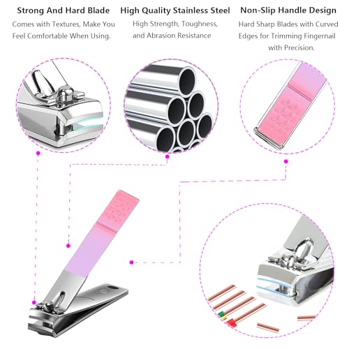 Women's Nail Clipper Set Travel Manicure Kit with Glass Nail File Stainless Steel Nail Clippers Case Nail Grooming Kit Gift - color: Mermaid Color