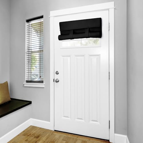 HOMEIDEAS French Door Curtain, 26x12 Inch, Black, 100% Polyester, Blackout, Privacy, Thermal Insulated, 1 Panel - color: Black, size: 26"W x 12"L (Pack of 1)