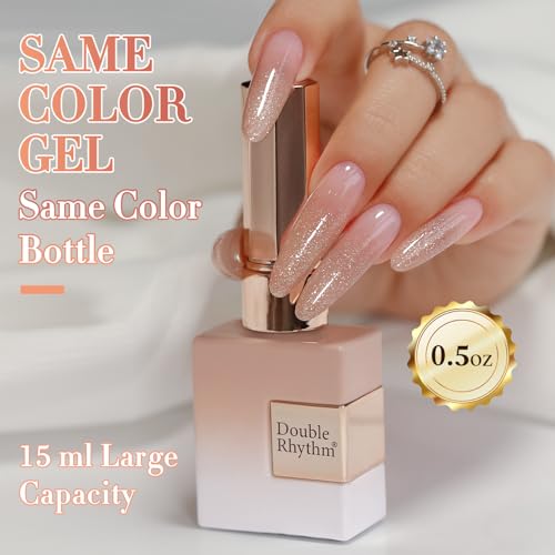 Double Rhythm 0.5Oz Glitter Gel Polish Shimmer Reflective Color for Nail Art Salon DIY Soak Off 15ml Nail Lamp Gel Polish at Home (Nude Pink-B1171) - color: Blossom Nude Pink