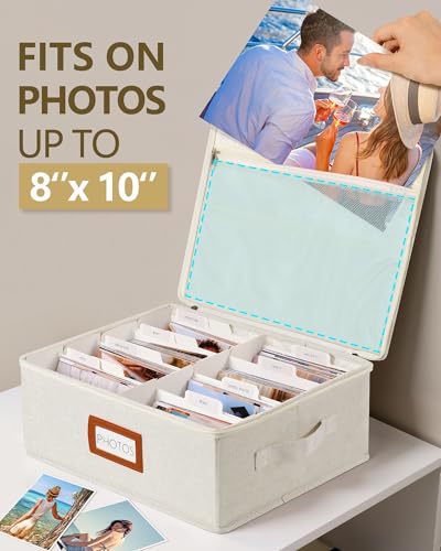 HULISEN Photo Storage Box, Photo Organizer for 2000 4x6 Pictures, Beige - color: Beige