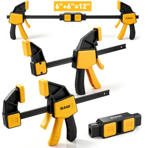 3-Pack Wood Clamps for Woodworking, 6 Inch Bar Clamps with Clamp Connector, Quick-Release Wood Clamps with 150 LBS Load Limit, Trigger Clamp Set for Woodworking DIY Projects - style: 2-Piece 6" 150lbs with clamp connector