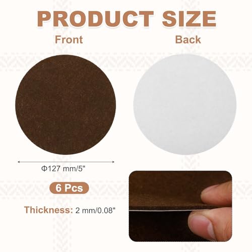 uxcell 6Pcs Lamp Base Felt, 5 Inch Dia 2mm Thick Adhesive Round Soft Felt Furniture Pads, Non-Slip Anti-Scratch Backed for Reading Light Table Lamp DIY Craft, Coffee - color: Coffee, size: 5 inch