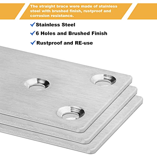 20 Pack Stainless Steel Mending Joining Plates 3 x 1.5 inch Silver Mending Plates Flat Bracket Mending Plate Metal Straight Brace with Screws for Wood Furniture Cabinet Shelves - size: 80MM-Silver