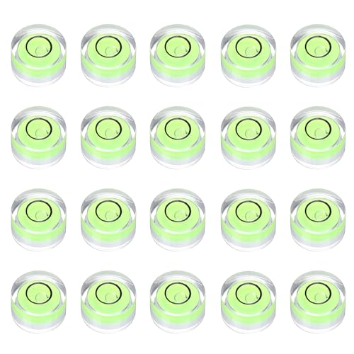 HARFINGTON 20pcs Circular Bubble Spirit Level 12x7mm Mini Round Bubble Spirit Level Little Measuring Layout Tools for TV Industrial Carpentry Picture Frame, Green/Black - color: Green/Black, size: 12x7mm