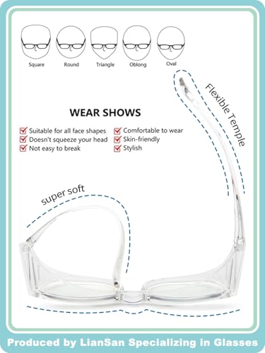 LianSan Safety Glasses Over Eyeglasses for Men Women with Anti Fog Lenses,Goggles Fit Over Eyewear ANSI Z87.1