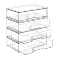 Vtopmart Clear Stackable Storage Drawers, 4 Pack Wide Plastic Organizers | Clear Pull-Out Plastic Drawers, Stackable Design for Makeup Palettes, Cosmetics, Beauty Supplies, Vanity, Cabinet and Desk - style: 4pack Wide